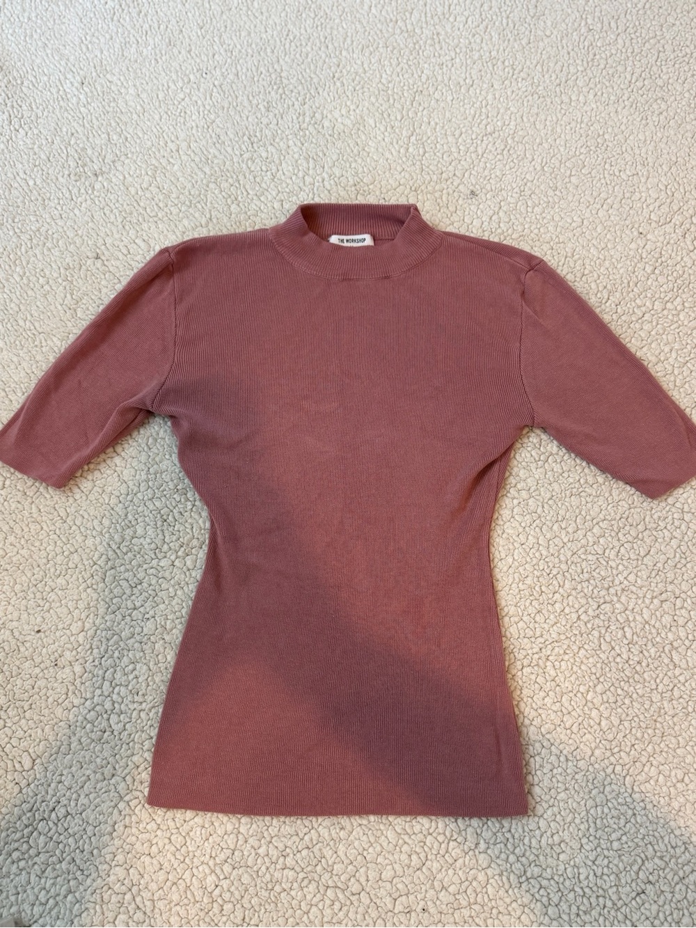 Mauve Short-Sleeve Mock Neck Top